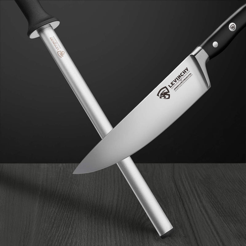 LEVINCHY Diamond Knife Sharpening Steel 12 inch, Professional Diamond coating Honing Steel, Premium Diamond Knife Sharpener Rod for all knives, Lightweight & Durable - NewNest Australia