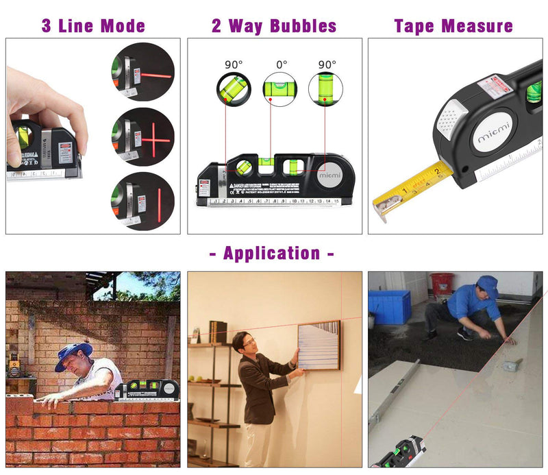 Laser level, Multipurpose Laser Tape Measure Line 8ft+ Tape Measure Ruler Adjusted Standard and Metric Rulers Update Batteries MICMI - NewNest Australia