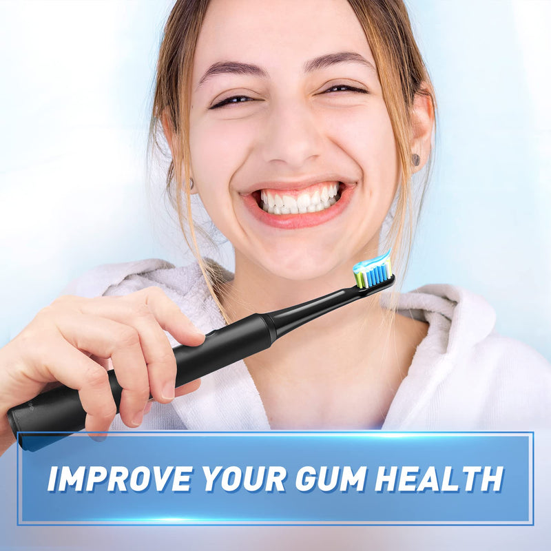 Sonic Electric Toothbrush for Adults, Rechargeable Sonic Toothbrush with Includes 10 Brush Heads, Fast 4 Hr Charge Last 30 Days,with 40000VPM and 3 Modes - Black - NewNest Australia