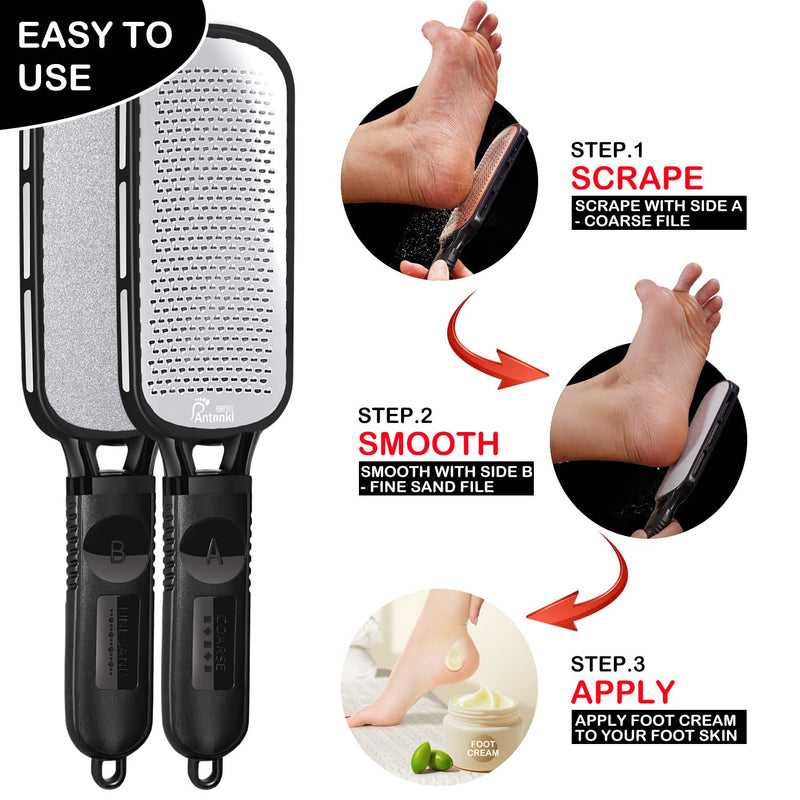 Foot File, Double Sided Foot Scrubber Callus Remover for Feet, Foot Rasp, Professional Pedicure Tool to Remove Callus, Plantar Wart, Corn - Skin-friendly Metal Foot Files for Hard Skin - NewNest Australia