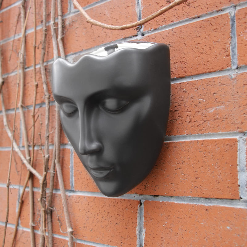 Face Vase,Ceramic Female Form Vase,Modern Sculpture White Planter Pot,Human Face Dried Flower Shaped Vase,Wall Hanging Plant Pot for Home Decor Centerpieces, Office or Outdoor Hanging Decor Black - NewNest Australia