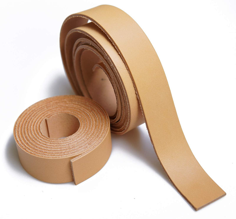 Vegetable Tanned Full Grain Leather Strap Cord Braiding String for Crafts/Tooling/Workshop Handmade (Apricot, 1"x60") Apricot 1"x60" - NewNest Australia