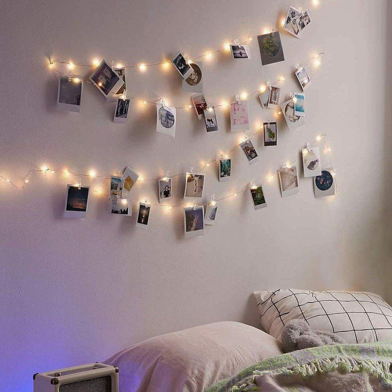 Photo Hanging Clips String, 50 LED Photo Clips String Lights 17ft Photo String Lights with Clips, 8 Modes Fairy Lights with Clips for Pictures, with Remote Function for Photos Pictures Cards Battery Powered - 50led Clips - NewNest Australia