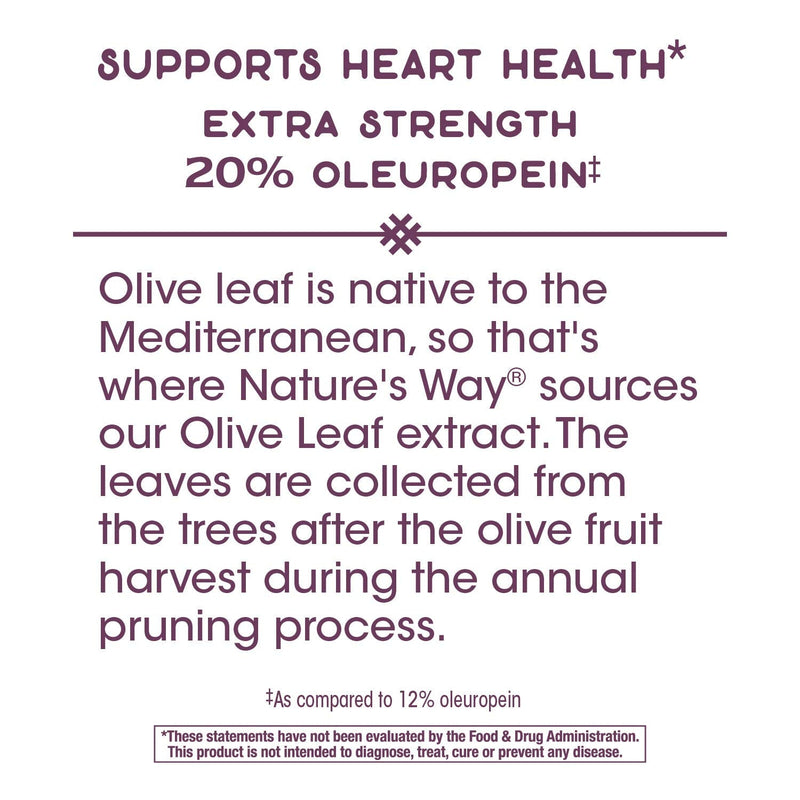 Nature's Way Premium Extract Standardized Olive Leaf 20% Oleuropein, 60 Count - NewNest Australia