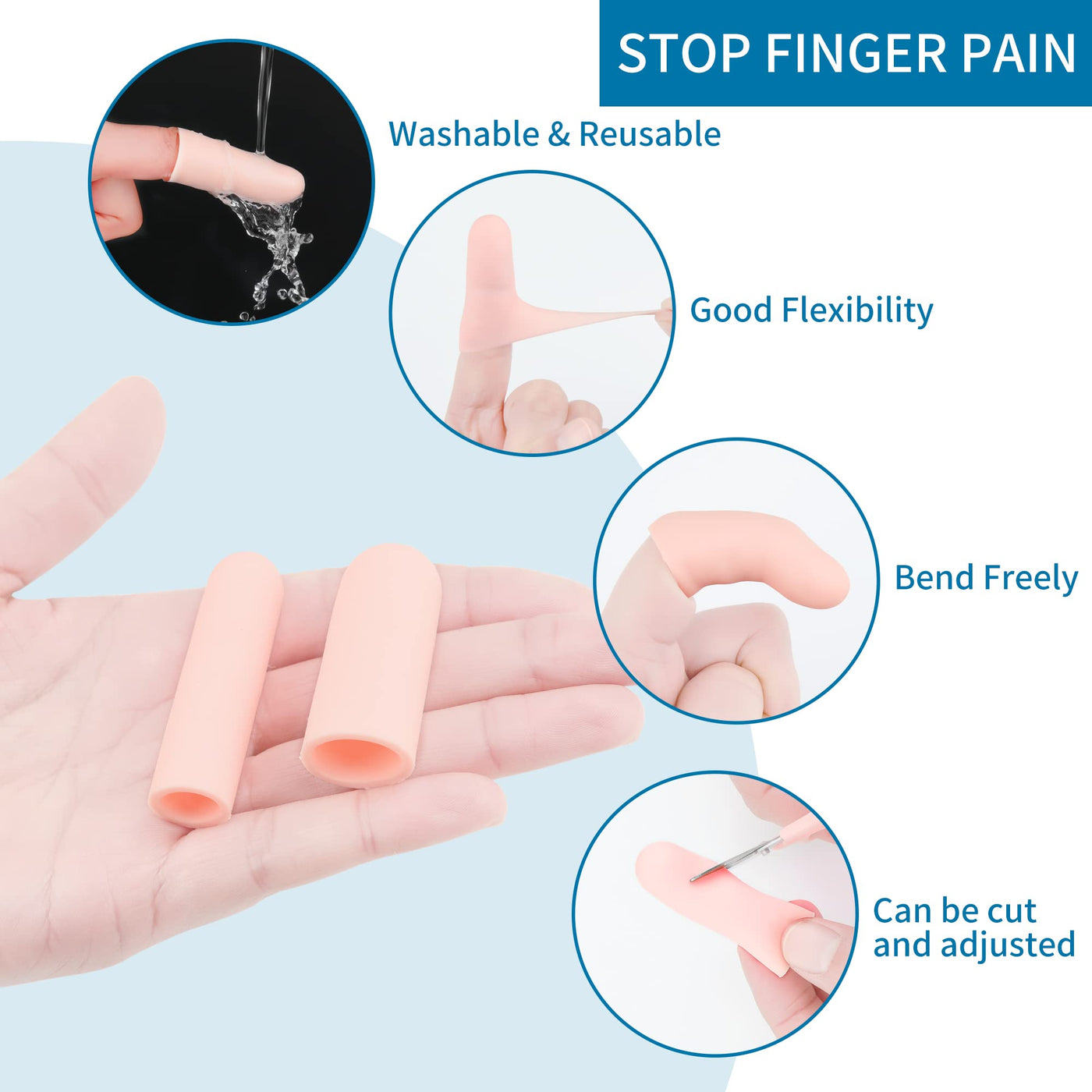 HioIoiH Silicone Finger Protectors for Woman, 10 Pack Gel Finger Cots &  Protector,Relief from Pain of Finger Tips Cracked, Arthritis