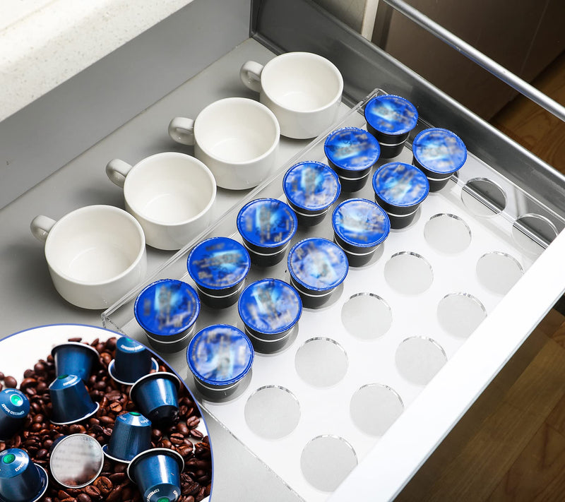 Kamehame K Cup Holder Coffee Pod Holder Flat Countertop K Cup Drawer Organizer for 24 Coffee Pods Compatible with K-cups Clear Acrylic Coffee Capsules Storage Tray for Home Kitchen Office KA21030 - NewNest Australia