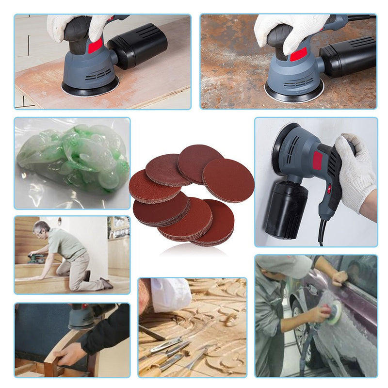 HIFROM 5 Inch Sanding Discs NO-Hole Hook and Loop 40 60 80 100 120 180 240 320 400 800 Grit Sandpaper Aluminum Oxide Random Orbital Sander Pads (100-Pack) 40 - 800 Grit(100-Pack) - NewNest Australia