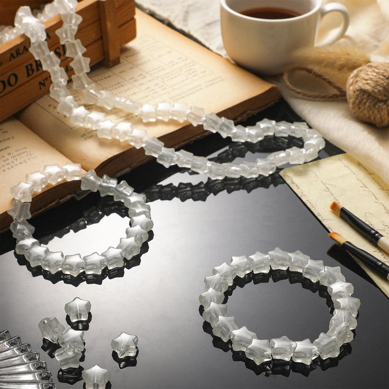 500 Pcs 13 mm Nightglow Star Beads Glow in The Dark Pony Beads White Plastic Beads with Large Hole Beading Supplies for DIY Hair Braiding Necklace Bracelet Jewelry Craft Making - NewNest Australia