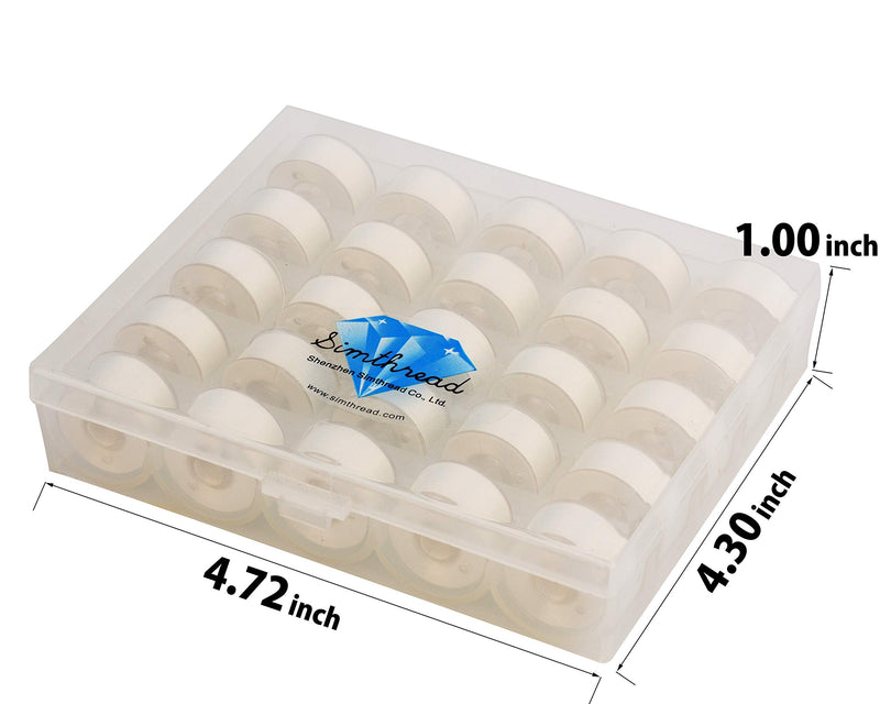Simthread 25pcs White Prewound Bobbin Thread Size A Class 15 (SA156) 60WT with Clear Storage Plastic Case Box 70D/2 for Brother Embroidery Thread Sewing Thread Machine DIY 25White - NewNest Australia