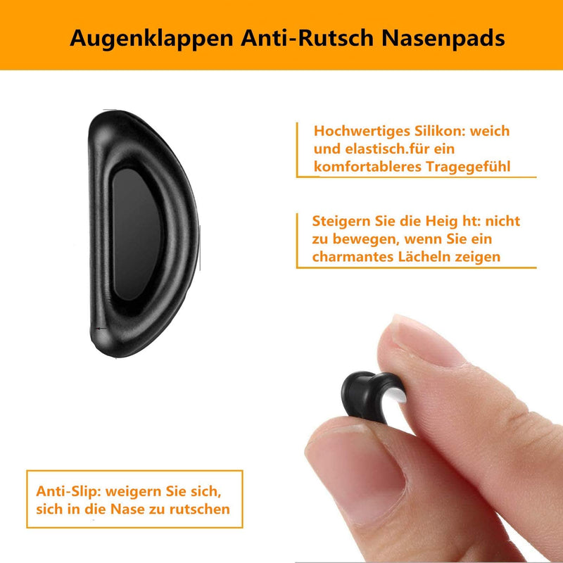 Voarge Pack of 24 adhesive eye glasses nose pads, D shape stick on non-slip soft silicone, non-slip self-adhesive nose pads, glasses pads silicone oval 15 mm black - NewNest Australia