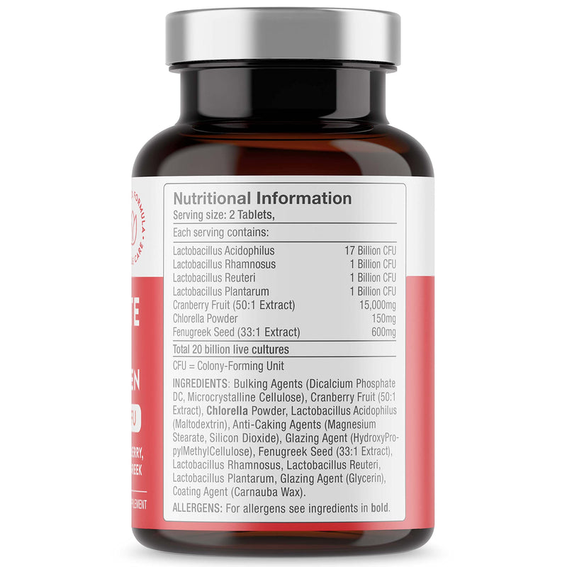 Probiotics for Women - Scientifically Proven Bio Cultures for Women's Intimate Flora | 20 Billion CFU Fortified with 15,000mg Cranberry, Fenugreek & Chlorella | Vegan | 60 Tablets | Free Soul - NewNest Australia