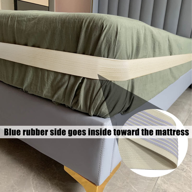 TANG SMALL FISH Upgrade Bed Sheet Holder Band, Adjustable Elastic Fitted Sheet Fasteners, Keep Sheets Tight and Fitted Bottom Sheet Cover Strap, Suitable for All Mattress Sizes White - NewNest Australia