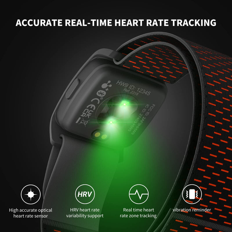 COOSPO HW9 Heart Rate Monitor Armband,ANT+ and Dual Bluetooth5.0 HRM,Optical Heart Rate Monitor with HR Zone,IP67 Waterproof HR Sensor Compatible with Peloton Strava Zwift DDP Yoga - NewNest Australia