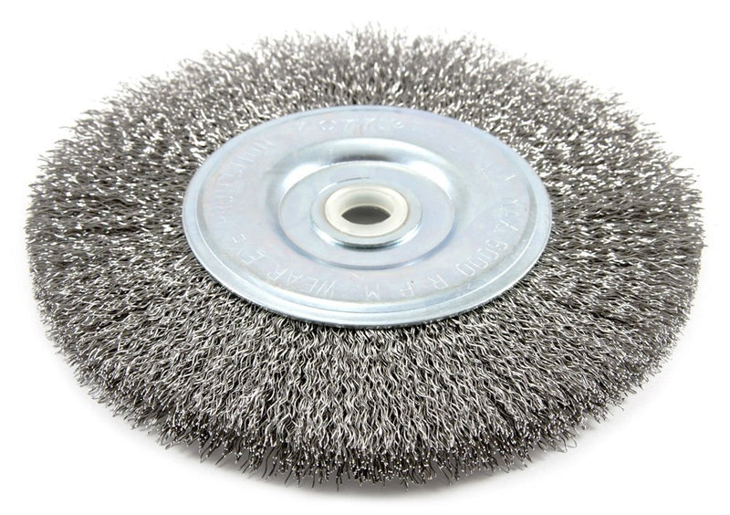 Forney 72745 Wire Bench Wheel Brush, Coarse Crimped with 1/2-Inch and 5/8-Inch Arbor, 6-Inch-by-.012-Inch - NewNest Australia