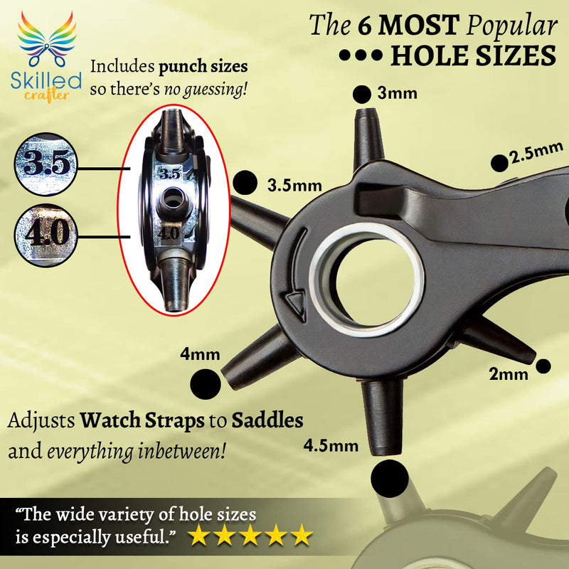 Leather Hole Punch & Belt Hole Puncher Easily Punches Perfect Round Holes. Bonus Ruler & Awl Tool. Leather Punch Tool for Watch or Bag Strap, Fabric, Eyelet - Precision Crafting & Professional Results 1 Pack - NewNest Australia