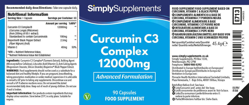 Curcumin Capsules with Bioperine Black Pepper Extract | Vegan & Vegetarian Friendly | Active Ingredient of Turmeric | 90 Capsules = Up to 3 Month Supply - NewNest Australia
