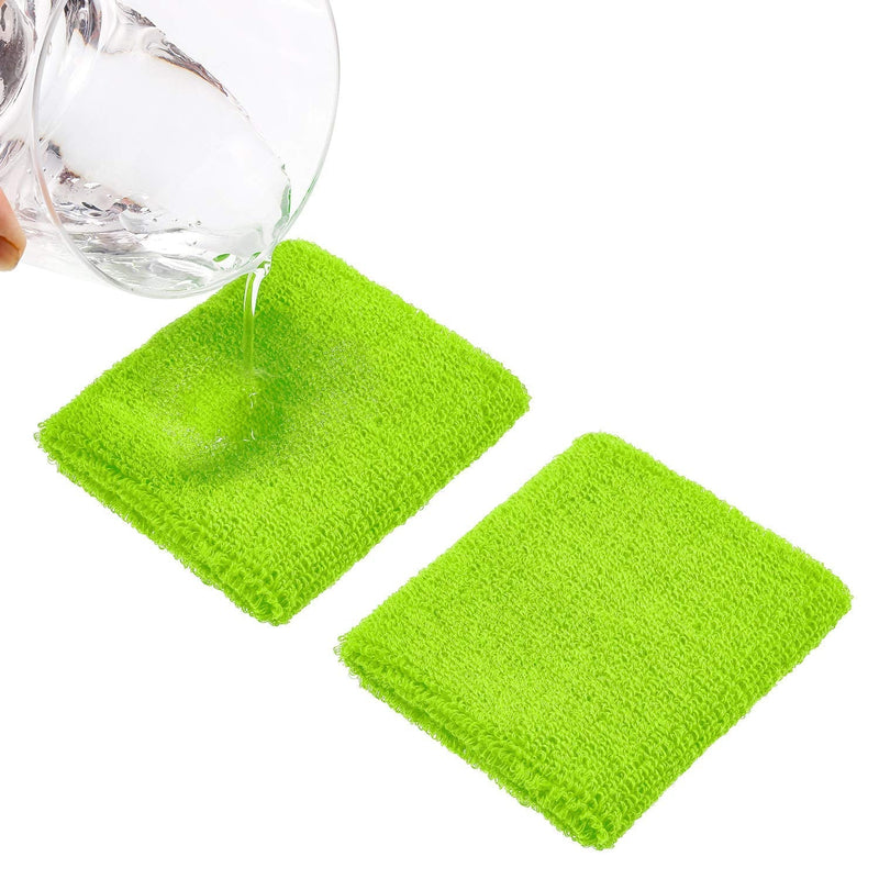 Bememo 6 Pieces Striped Sweatbands Set, Includes 2 Pieces Sports Headband and 4 Pieces Wristbands Sweatbands Colorful Striped Sweatband Set for Men and Women Neon Green - NewNest Australia