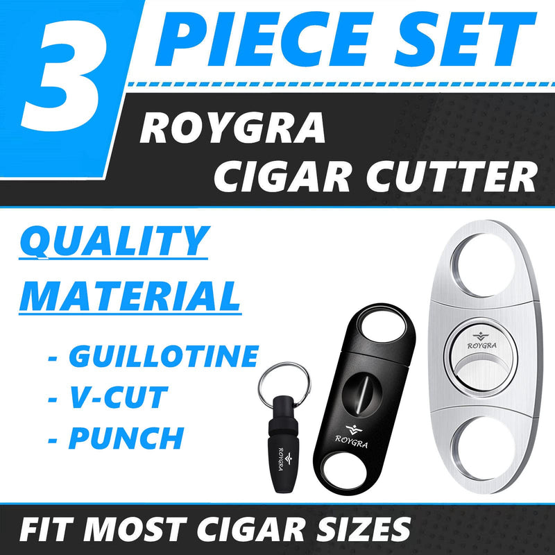 roygra Cigar Cutter, Cigar Punch, V-Cut, Double Blade Guillotine - 3 Pack - NewNest Australia