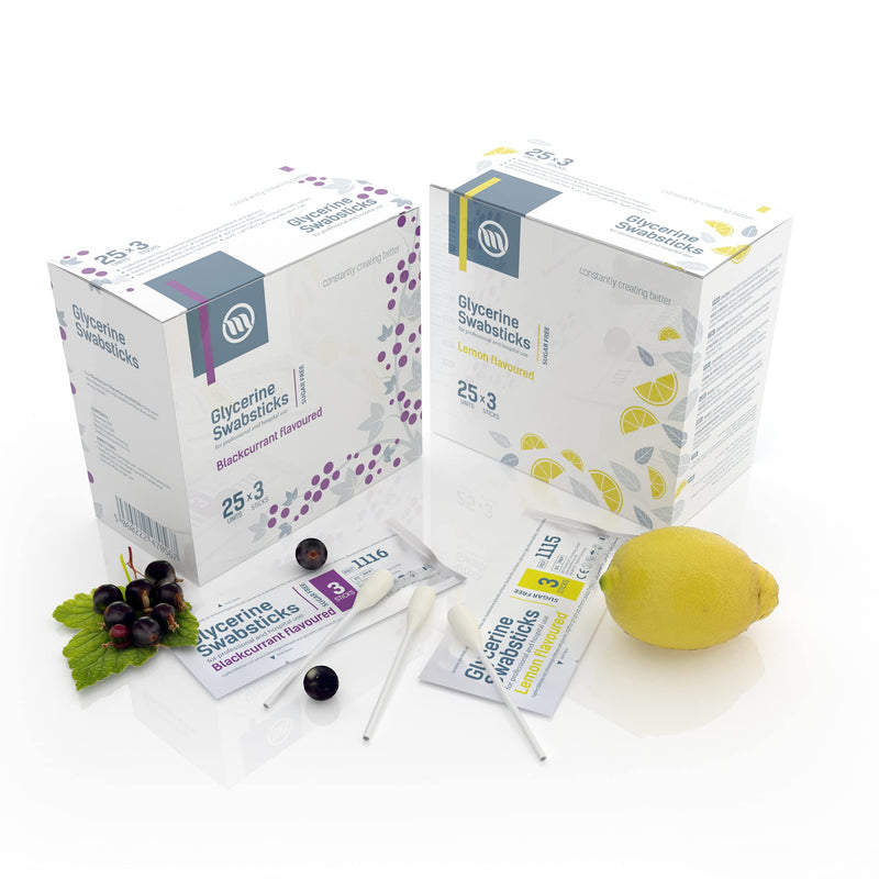 Optimum Medical Glycerin Swabsticks – Lemon or Blackcurrant Flavour Pleasant Tasting Sugar Free Swab Sticks for Dry Mouth Relief and Dental Hygiene (Lemon - Box of 75) Lemon - Box of 75 - NewNest Australia