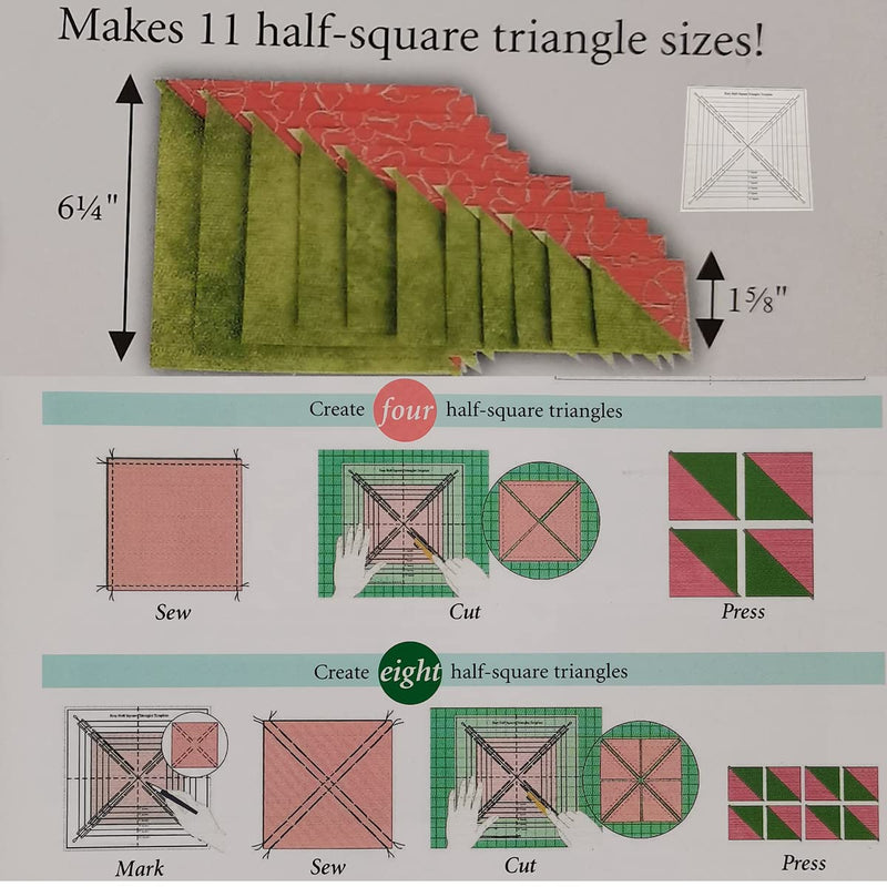 HONEYSEW Easy Half-Square Triangles Template Ruler for Sewing Quilting - NewNest Australia