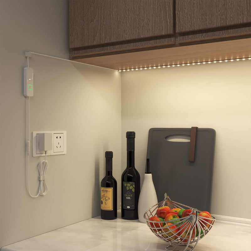MYPLUS Under Cabinet Led Lighting, 16.4ft LED Strip Lights Kit with Dimmer Control for Kitchen, Cabinet, Shelf, Counter, Bedroom and Décor, Warm White 3000K, 1050LM Warm White/3000k 16.4FT/5M - NewNest Australia