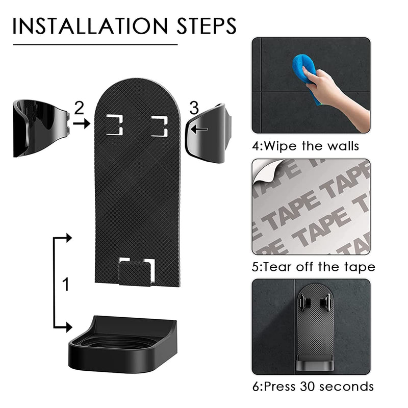 Linkidea Adjustable Wall Mounted Electric Shaver Holder 2 Pack Self Adhesive Razor Hanger Electric Shaver Bathroom Shower Organizer Black - NewNest Australia