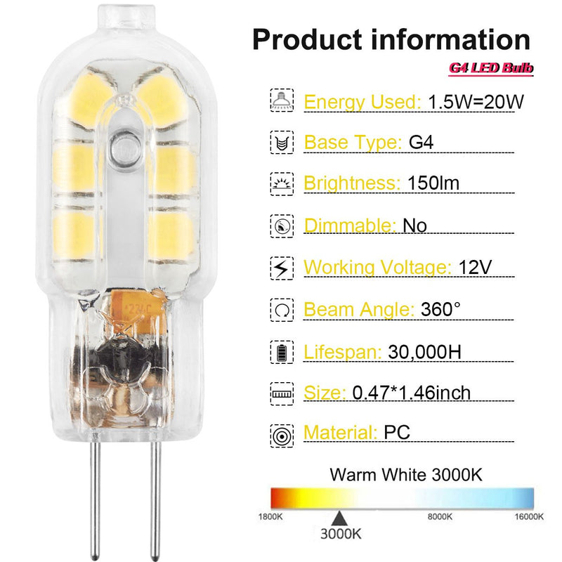 AMAZING POWER G4 LED Bulb, 12V JC G4 Bi Pin Bulb, G4 20W Halogen Bulb Replacement, Warm White 3000K, 5-Pack 5 Count (Pack of 1) - NewNest Australia