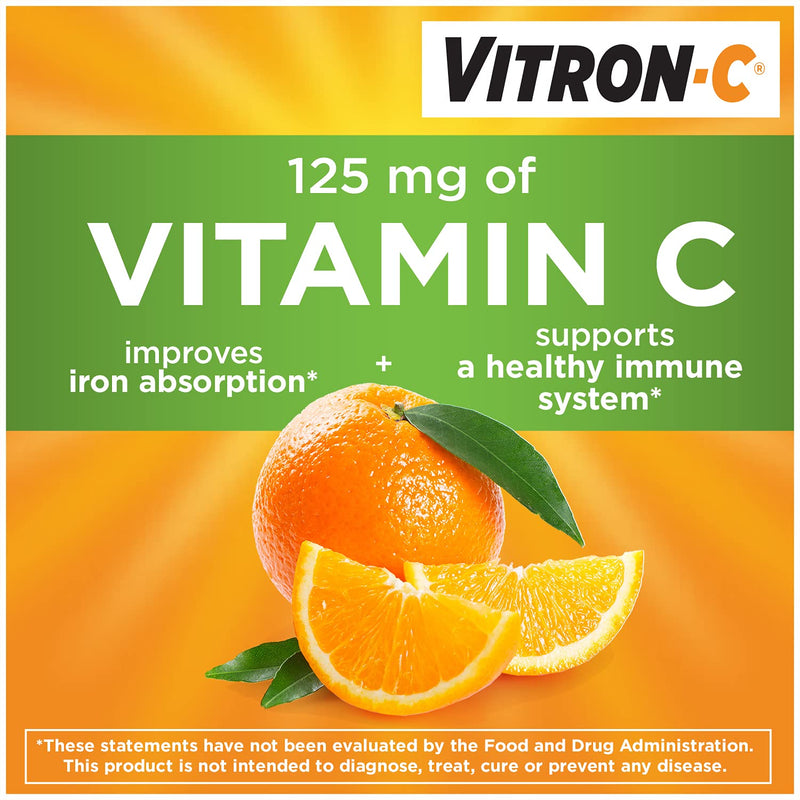 Vitron-C High Potency Iron Supplement with 125 mg Vitamin C, Dye Free, Vegan, Gluten Free, 60 Count - NewNest Australia