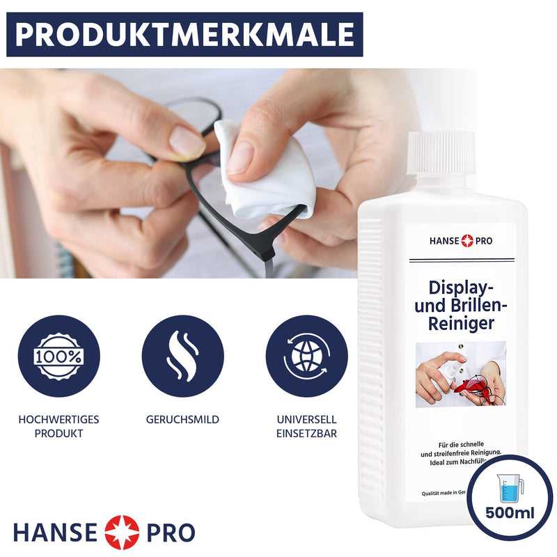 HANSE PRO glasses cleaner, 1 x 500 ml I glasses care I cleaning spray I quick and streak-free cleaning of glasses and display surfaces I ideal for refilling 500.00 ml (pack of 1) - NewNest Australia