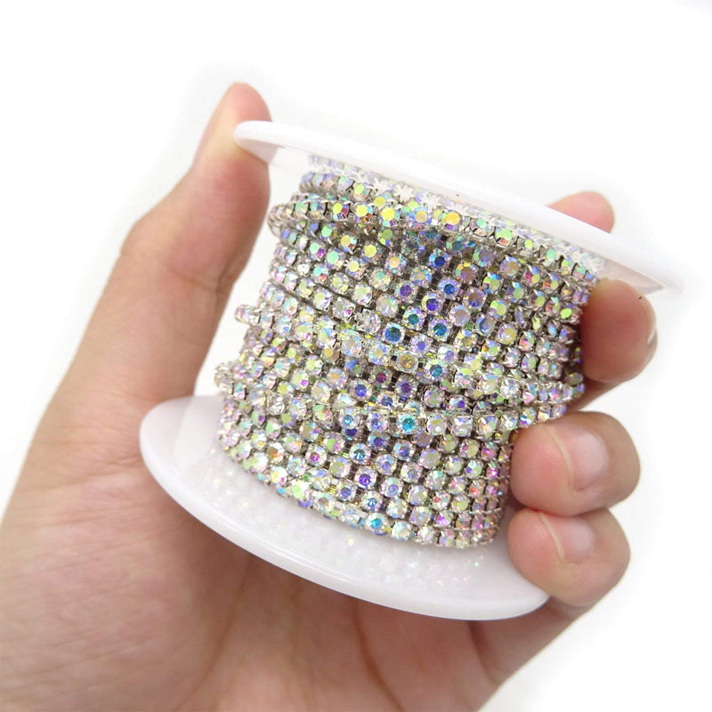 10Yard 2.8MM Clear Crystal Rhinestone Chain Close Trim Cup Chain Bulk for Craft Jewelry Making AB - NewNest Australia