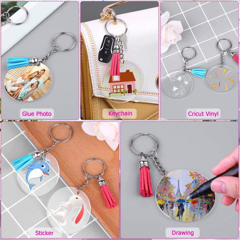 Acrylic Blank Keychains, Shynek 200 Pcs Clear Keychain Blanks for Vinyl with 50 Pcs Acrylic Blanks, 50 Pcs Keychain Tassels, 50 Pcs Key Rings with Chain and 50 Pcs Jump Rings - NewNest Australia