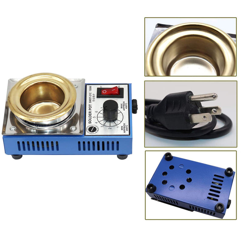 50mm 110V 150W Lead-Free Solder Pot with 500g Capactity & BGA Solder Paste Scraper for Welding and Soldering Bath - NewNest Australia