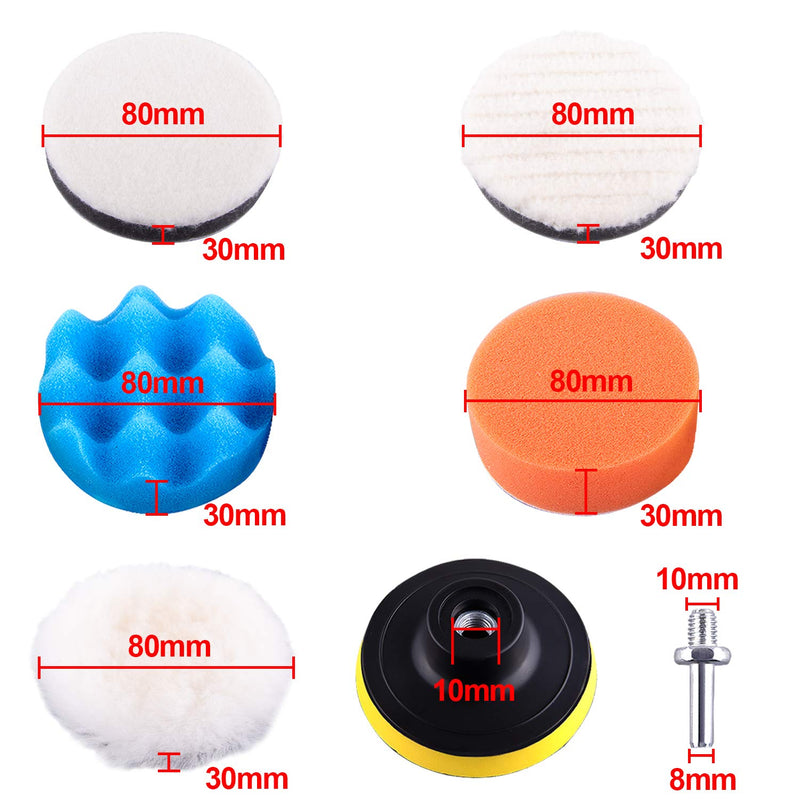 SIQUK 38 Pieces Car Polishing Pad Kit 3 Inch Buffing Pads Foam Polish Pads Polisher Attachment for Drill - NewNest Australia