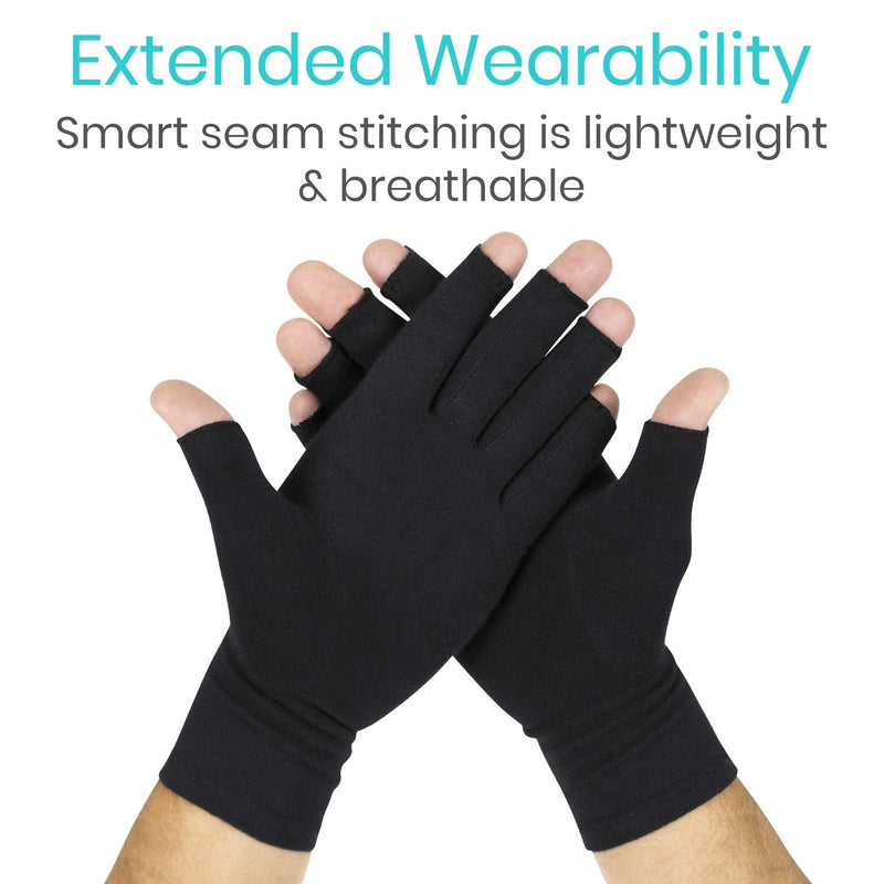 Vive Rheumatoid Arthritis Gloves - Men and Women Fingerless Compression Wrap for Hand Pain and Osteoarthritis - Black Hand Wrap for Arthritic Joint Symptom Relief - Open Finger Fit Small (1 Pair) - NewNest Australia