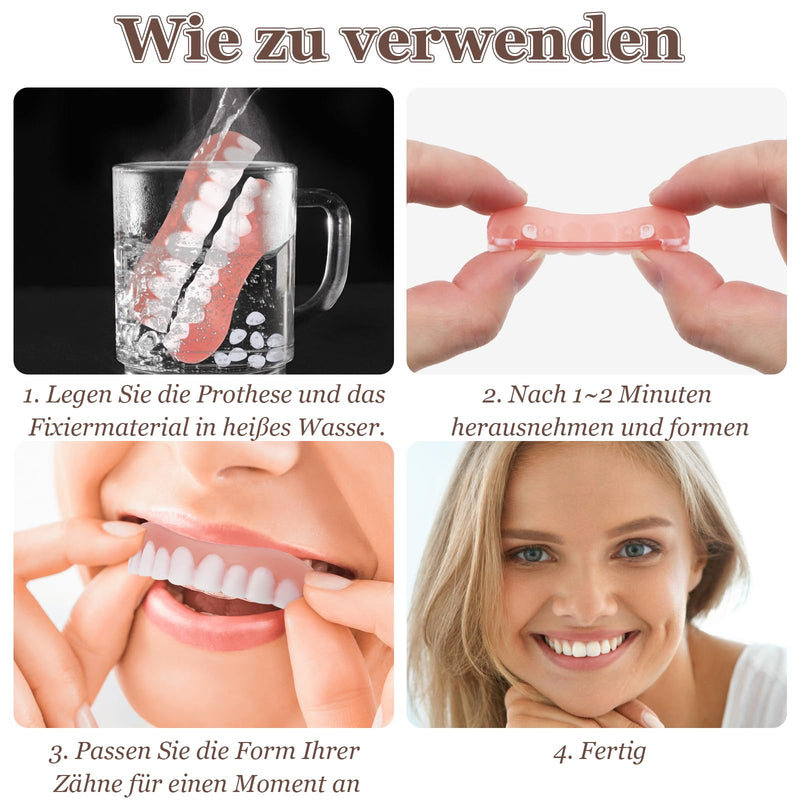SPOKKI 4 pairs of fake teeth, false teeth veneers, cosmetic tooth cover, dentures, artificial, temporary teeth, temporary dentures for women and men - NewNest Australia