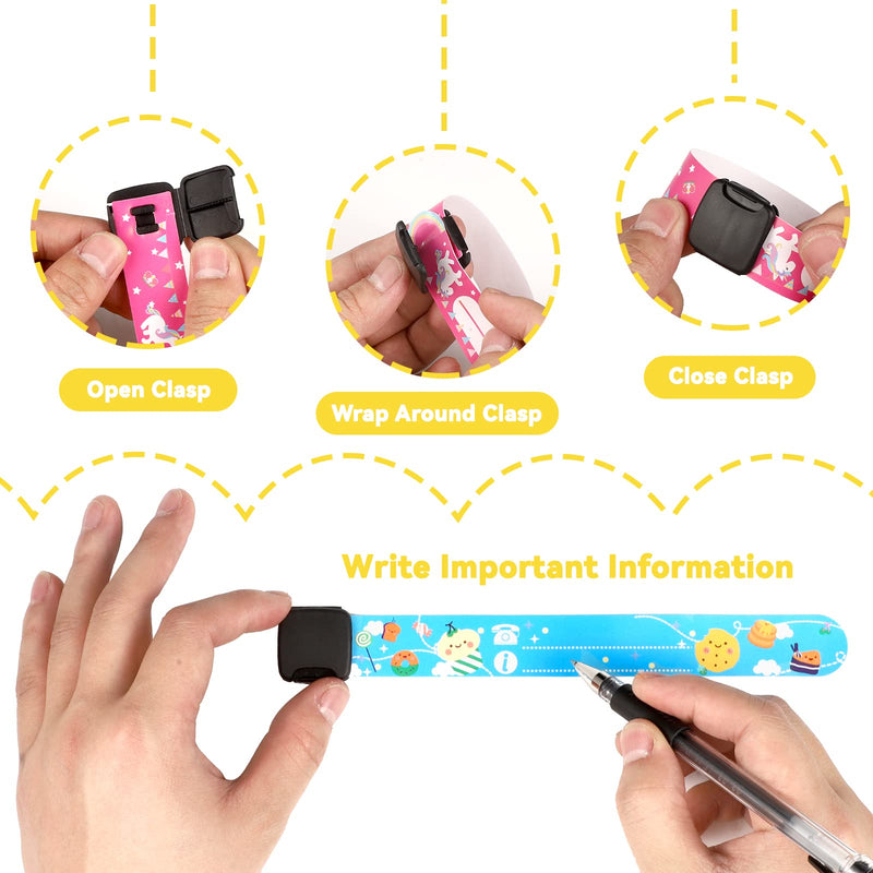 14 Pieces Children Safety ID Wristband Reusable Identification Bracelets Waterproof ID Band Safety Wristband for Boys and Girls (Delicate Style) - NewNest Australia