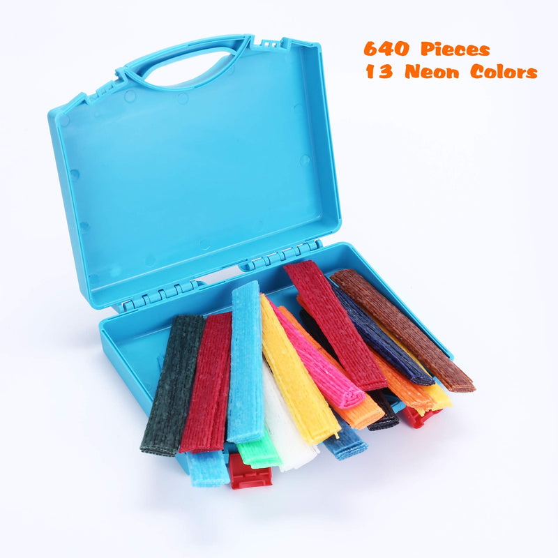 (640 Pieces and 1 Travel Case) Wax Yarn Stix | 6-Inch, 13 Neon Colors Wiki Sticks for Kids - DIY Crafts and School Project Supplies.Great Toy for Home and Road Trip Activities for Kids - NewNest Australia