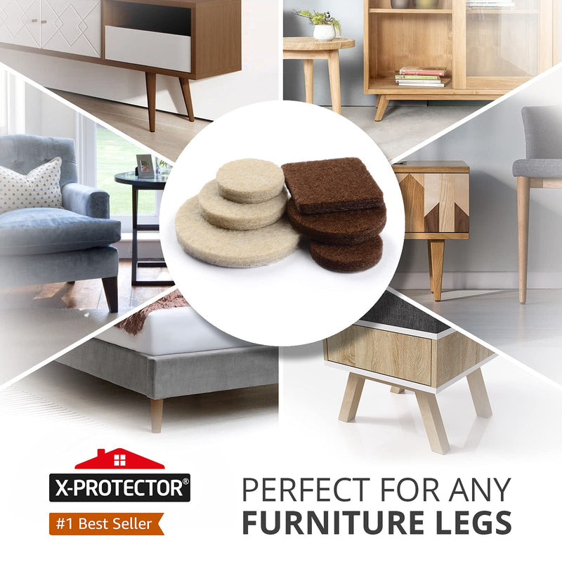 Felt Furniture Pads X-PROTECTOR 133 PCS Premium Furniture Pads - Felt Pads Furniture Feet Best Wood Floor Protectors - Protect Your Hardwood & Laminate Flooring! 133 PCS Brown & Beige - NewNest Australia