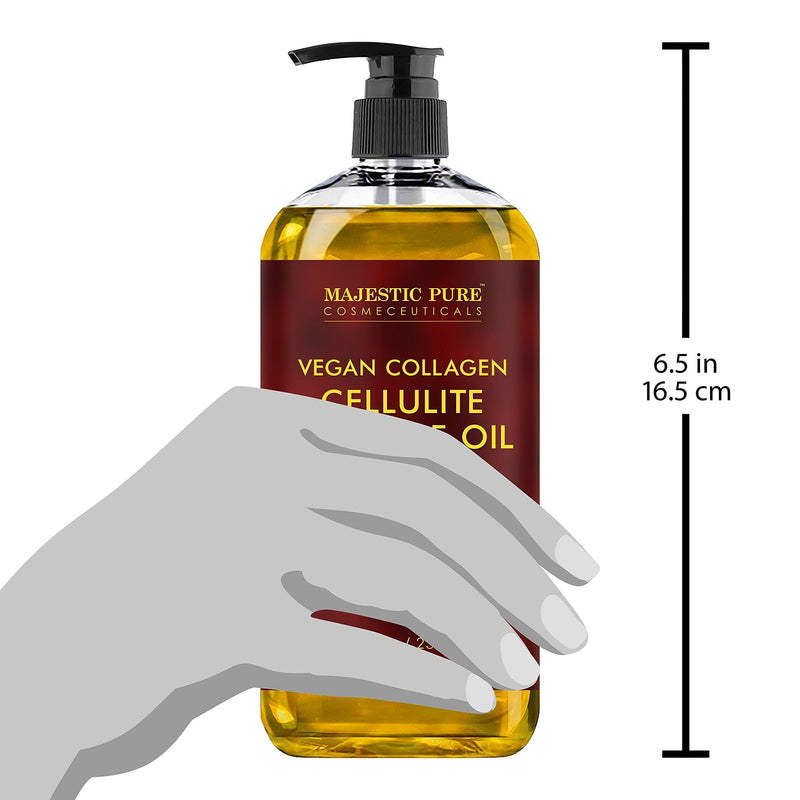 MAJESTIC PURE Cellulite Massage Oil - with Vegan Collagen & Stem Cells, Unique Blend of Massage Essential Oils - Anti Cellulite Oil Improves Skin Tightening and Firming, 8 fl oz 8 Fl Oz (Pack of 1) - NewNest Australia