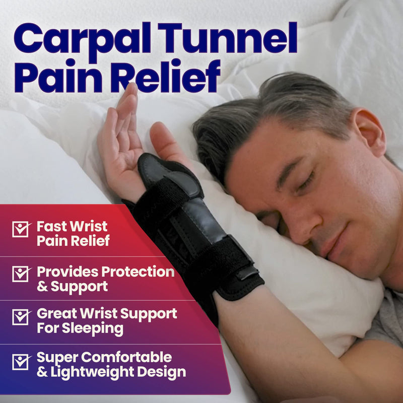 Carpal Tunnel Wrist Brace Night Support - Wrist Splint Arm Stabilizer & Hand Brace for Carpal Tunnel Syndrome Pain Relief with Compression Sleeve for Forearm or Wrist Tendonitis Pain Treatment (Right) - NewNest Australia