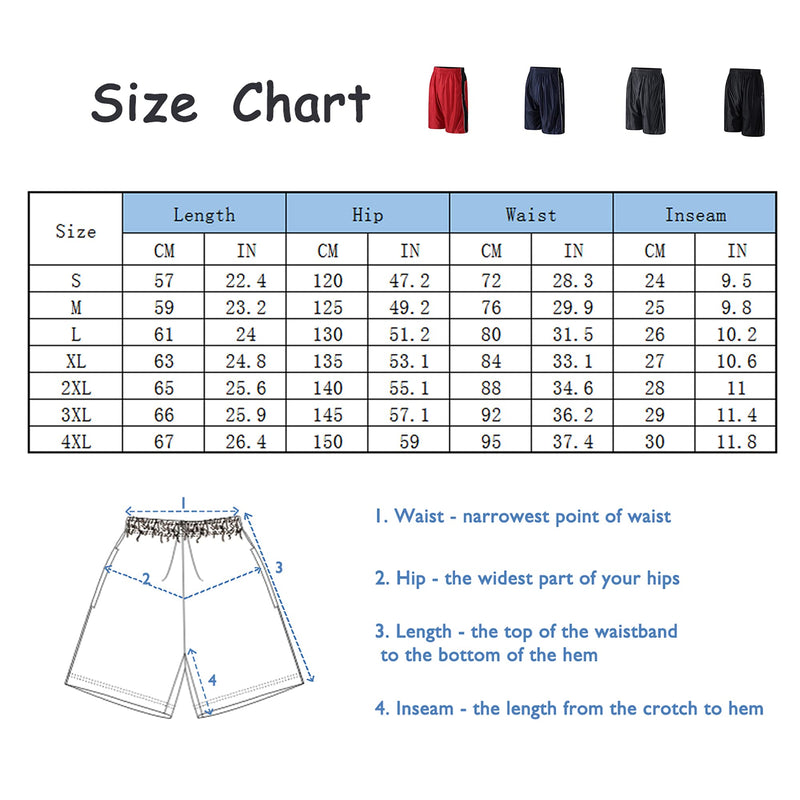PRTCYPNT Men's 11'' Cool Basketball Shorts with Pockets Long Gym Athletic Shorts Running Quick-Dry Drawstring Large Black - NewNest Australia
