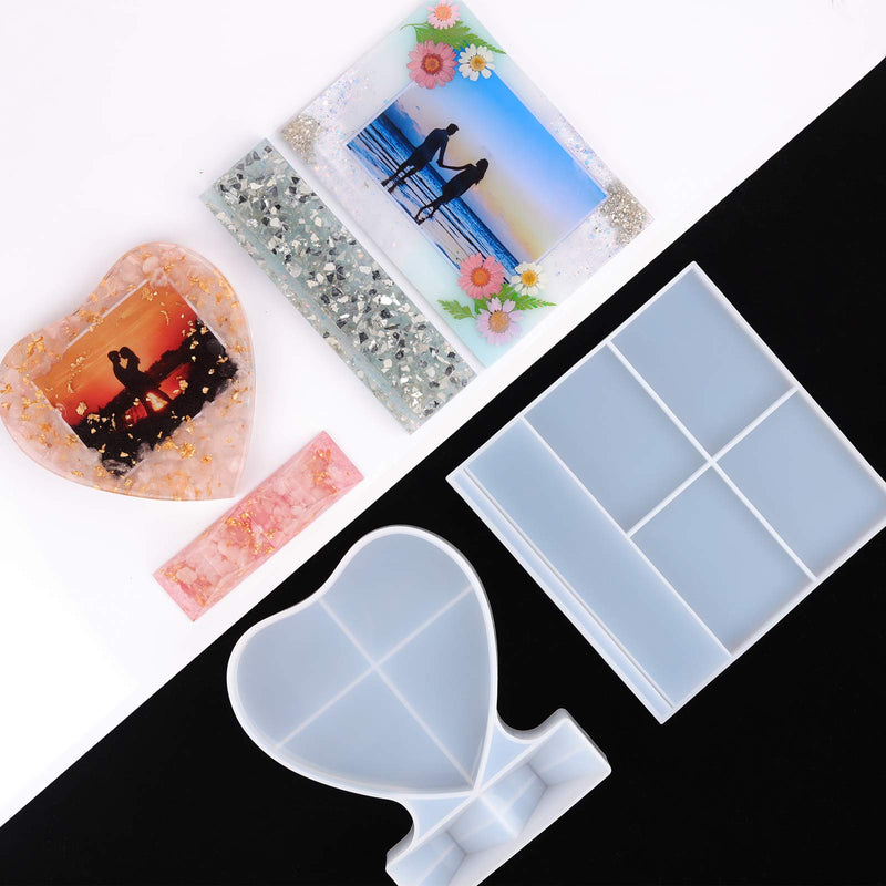LET'S RESIN Resin Photo Frame Molds, Large Size Silicone Picture Frames Resin Molds for Casting, Square & Heart Shape Silicone Epoxy Molds for DIY Home Table Decor - NewNest Australia