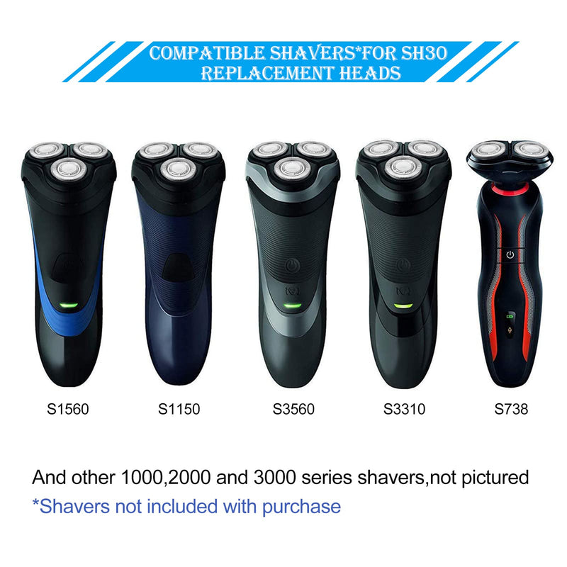 packs SH30 replacement head shaving replacement heads compatible with Philips electric shaver series 1000, 2000, 3000 click and style with sharpened blade, not original - NewNest Australia