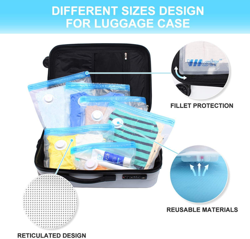 NewNest Australia - VMSTR Travel Vacuum Storage Bags with USB Electric Pump, Medium Small Space Saver Bags for Travel (8 PCS) white pump +8 travel bags 