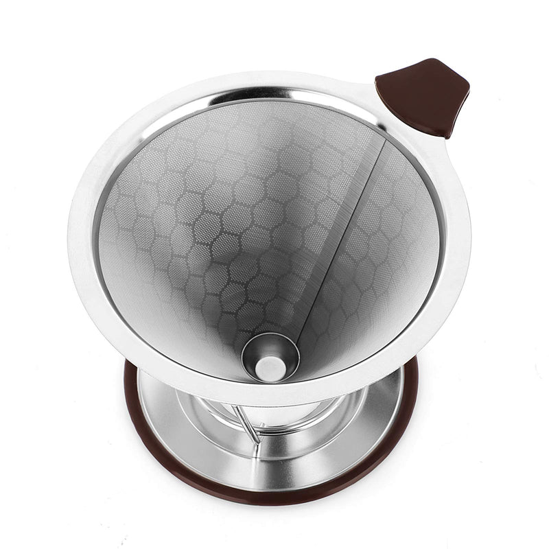 Xpork Pour Over Coffee Dripper Filter Stainless Steel Reusable Permanent Coffee Filter Paperless Filter with Removable Stand Mesh Cone Filter for Manual Coffee Maker，1-4 Cups - NewNest Australia