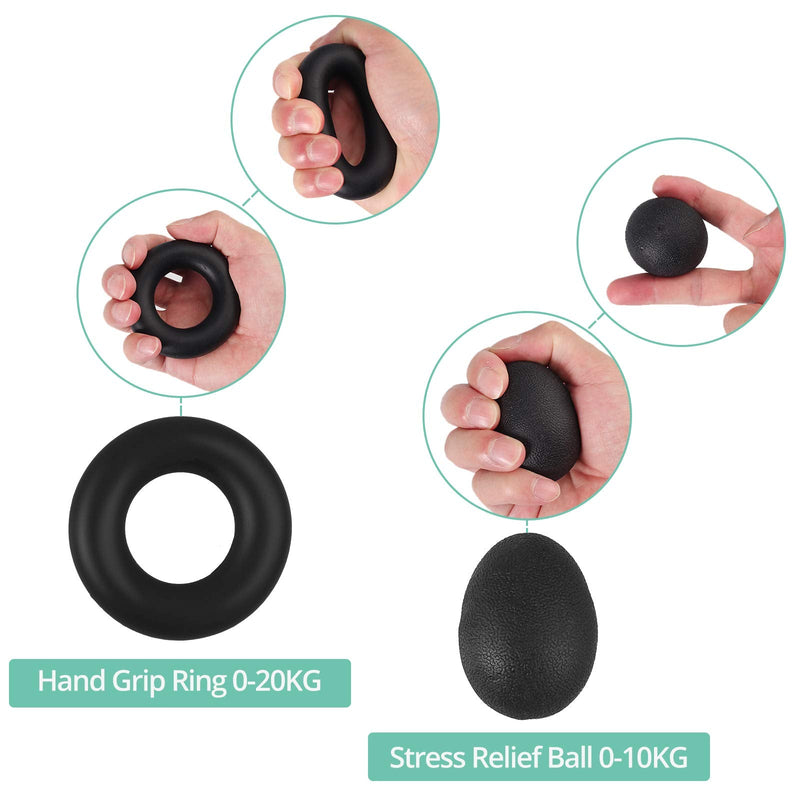 VINTEAM Wrist Strengthener, 6 pcs Hand Grips Strengthener with 5-60KG Adjustable Resistance Forearm Strengthener, Finger Strengthener Stress Ball for Hand Exercise Black-Red - NewNest Australia