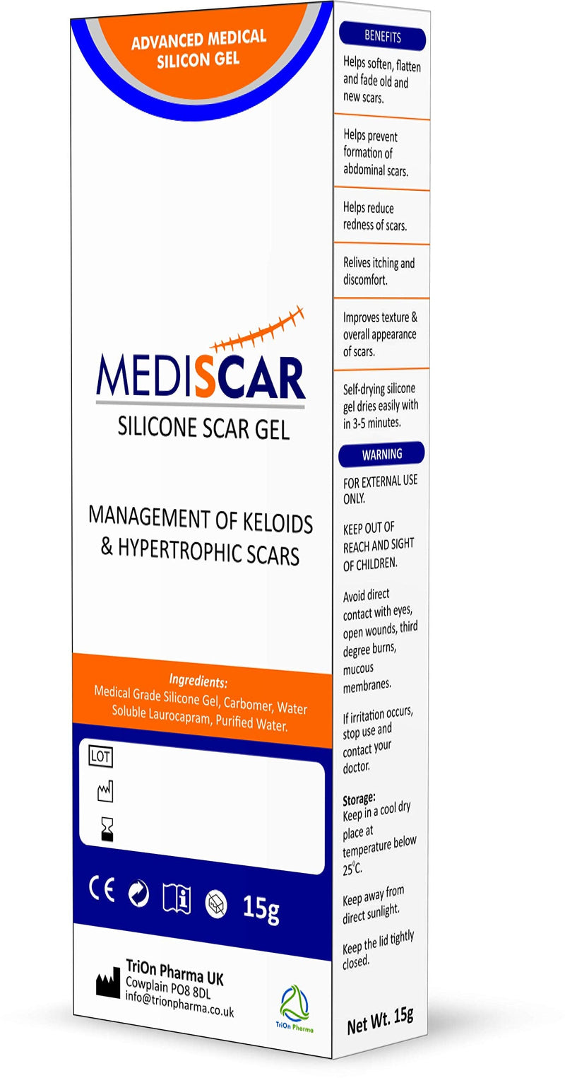 MediScar Silicone Scar Gel 15g – Keloid Scar Treatment – Hypertrophic Scar Removal Gel- Scar Removal for Face, Body, Stretch Marks, C-Sections, Surgical Marks, Acne – Old and New Scars - NewNest Australia