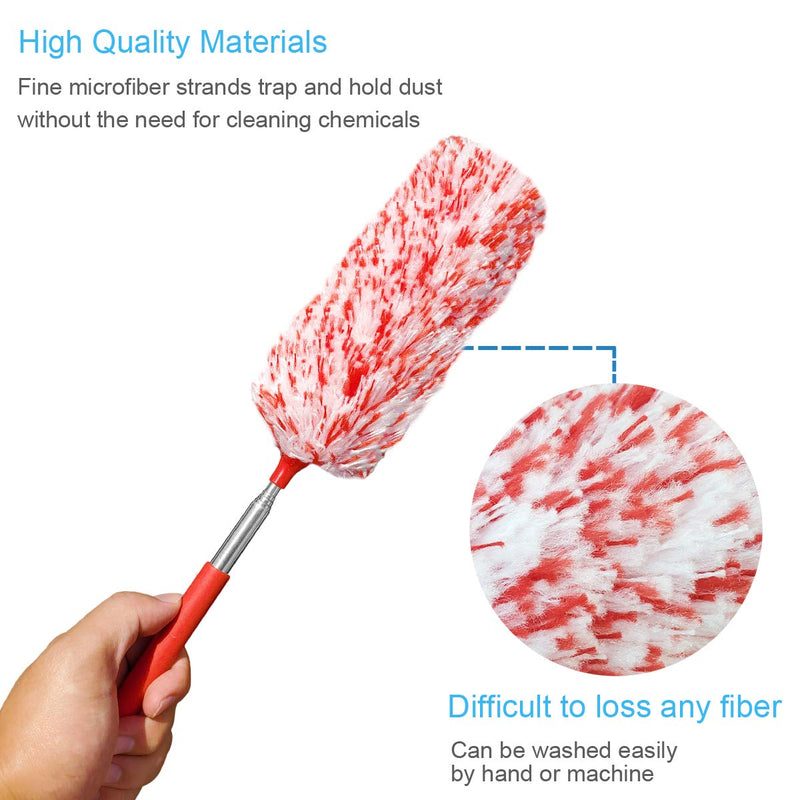 Tonmp 4 Pcs Microfiber Duster, Microfiber Hand Duster Washable Microfibre Cleaning Tool Extendable Dusters for Cleaning Office, Car, Computer, Air Condition, Washable Duster - NewNest Australia