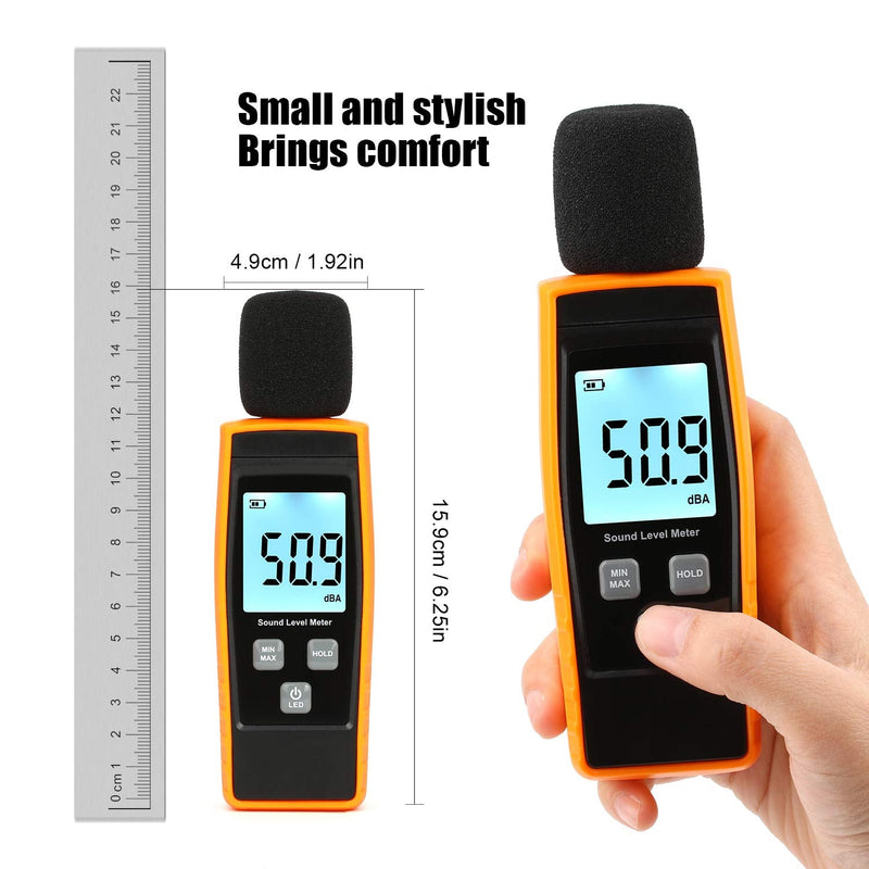 Decibel Meter Sound Level Reader 30-130dB(A), Hand-held Sound Noise Meter with Backlight Alarm, Digital Noise Meter Decibel Monitoring Tester Calibrated Audio Noise Volume Measuring Instrument - NewNest Australia