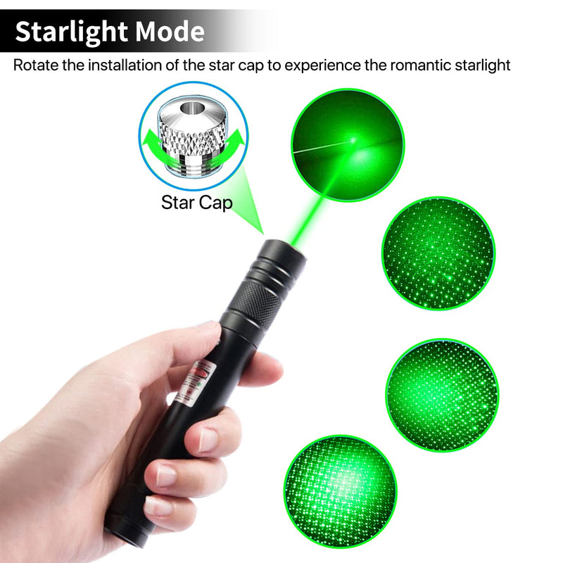 Green Laser Pointer Long Range High Power Flashlight,Rechargeable Pointer for USB,with Star Cap Adjustable Focus Suitable for Projecto - NewNest Australia